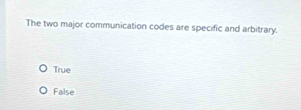Solved: The two major communication codes are specific and arbitrary ...