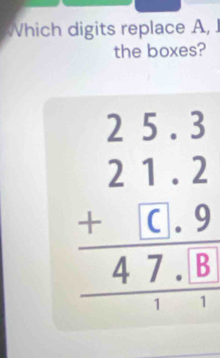 Which digits replace A, I 
the boxes?