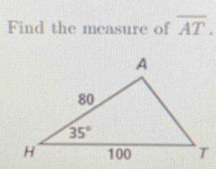 Find the measure of overline AT.