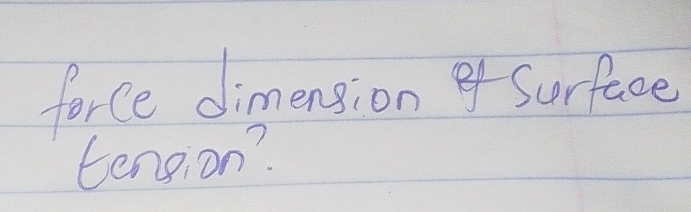 force dimensionof Surface 
tengion?