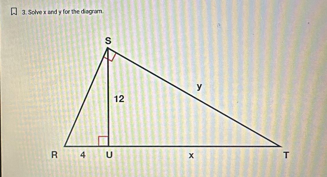 Solve x and y for the diagram.