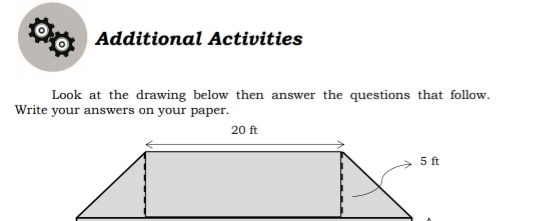 a Additional Activities 
Look at the drawing below then answer the questions that follow. 
Write your answers on your paper.