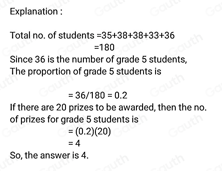Solved: Prizes are to be awarded to the best pupils in each class of an ...