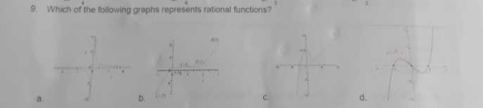 Which of the following graphs represents rational functions? 
a.bCd.