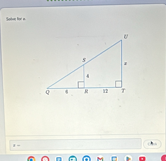 Solve for x.
x=
Check