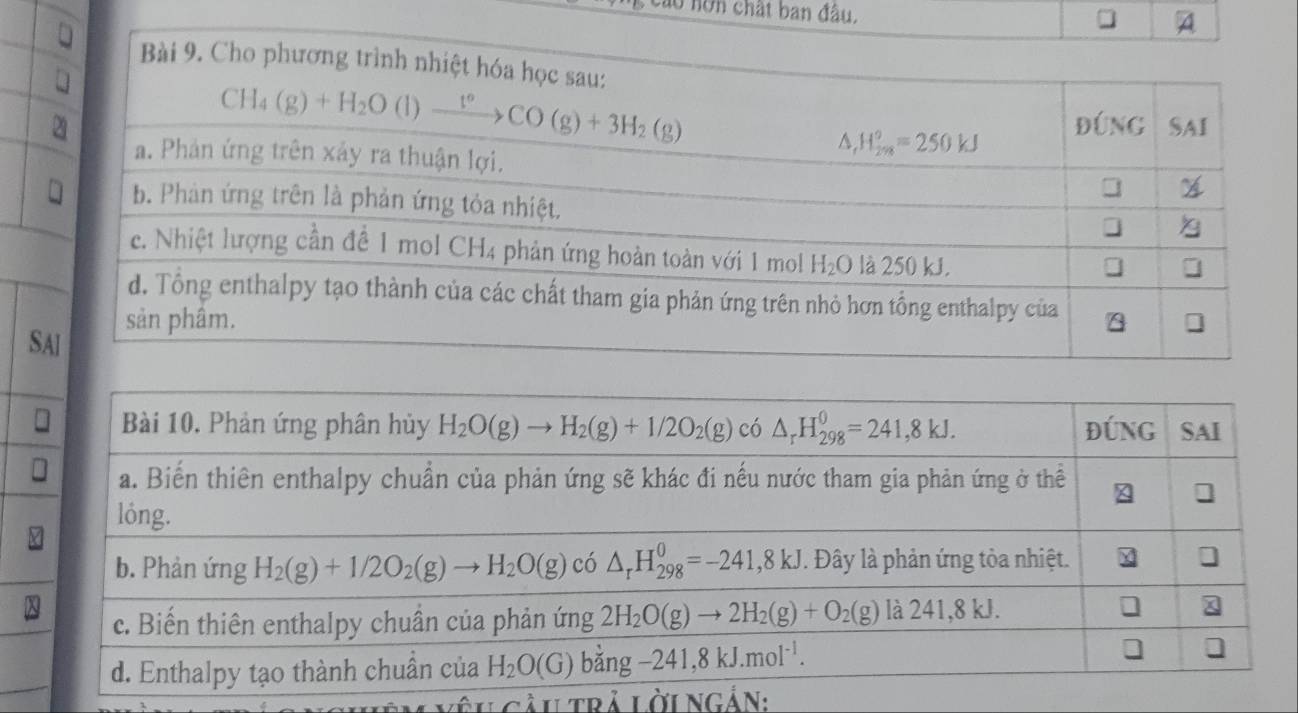 củo nơn chất ban đầu.
S
êu gàutrả Lời nGắn: