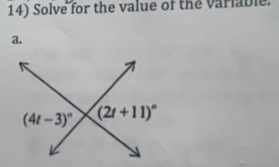 Solve for the value of the variable.
a.