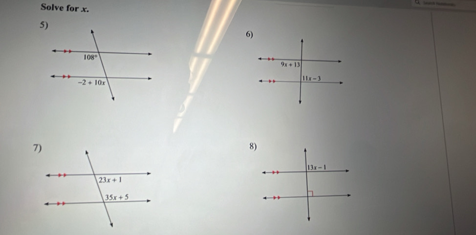 Solve for x.
6)
8)