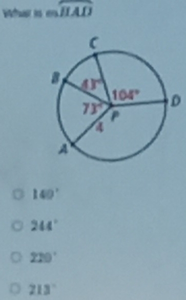 Re is mwidehat HAD
D
140°
244°
220°
213°