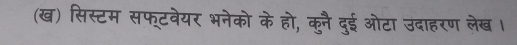 (ख) सिस्टम सफ्टवेयर भनेको के हो, कुनै दुई ओटा उदाहरण लेख ।