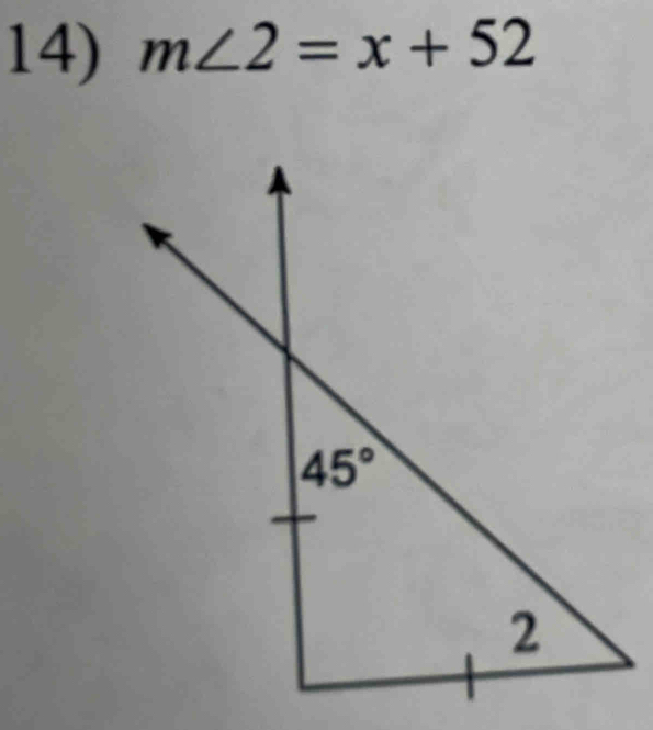 m∠ 2=x+52