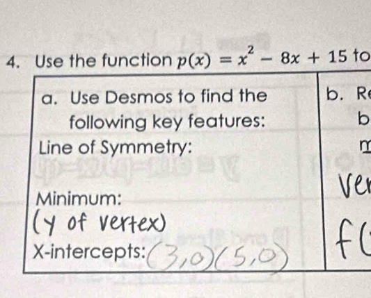 4 p(x)=x^2-8x+15 to 
R 
b 
n