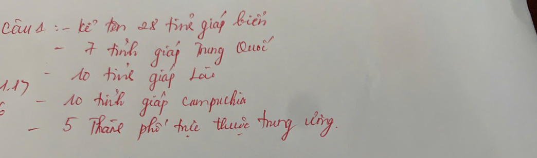 caud:-kē tàn a8 tine giap Bien
-7 fin giag hung Quoi
-1o tine giap Lai
1. 17
-1o tink giap campucia
-5 Thane pho hie tlue thung ung.