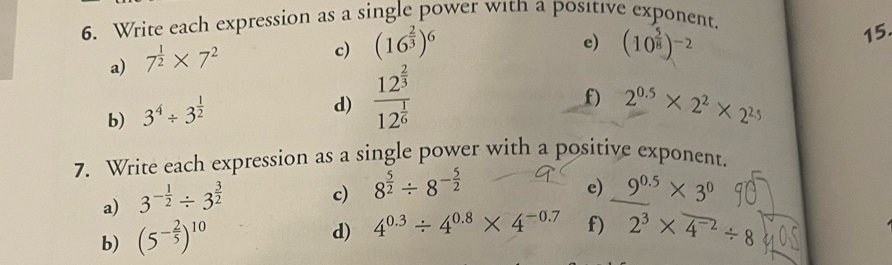 Solved: Write each expression as a single power with a positive ...