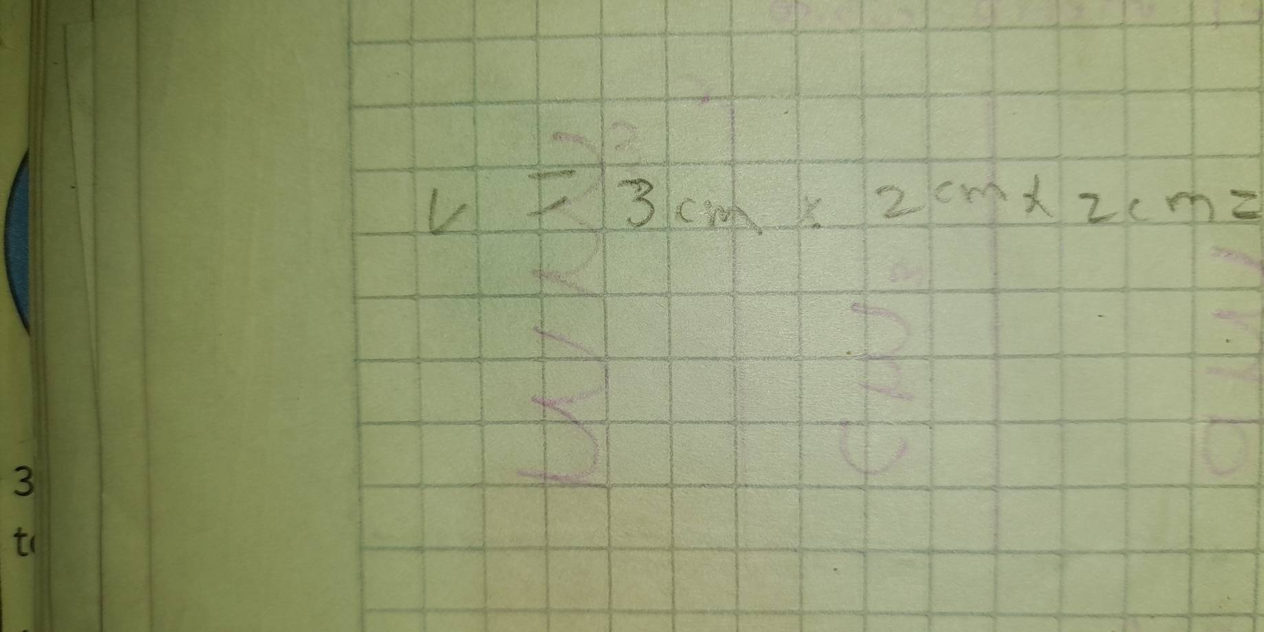 v=3cm* 2cm* 2cm=