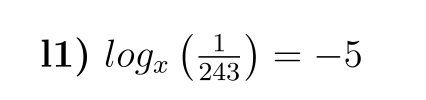 l1) log _x( 1/243 )=-5