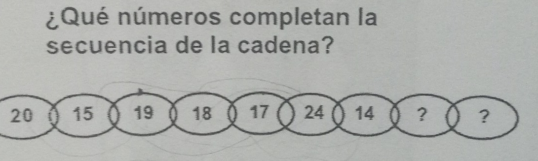 ¿Qué números completan la 
secuencia de la cadena?