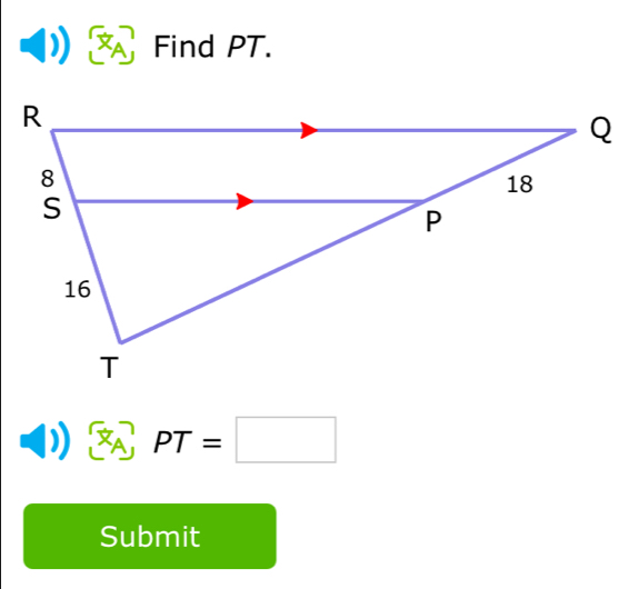 Find PT.
PT=□
Submit