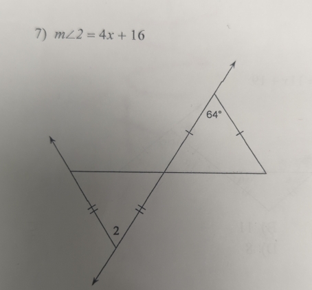 m∠ 2=4x+16