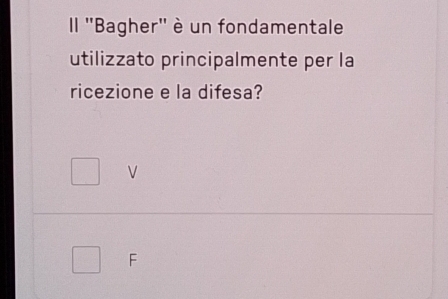 Risolto:Il ''Bagher'' è un fondamentale utilizzato principalmente per ...