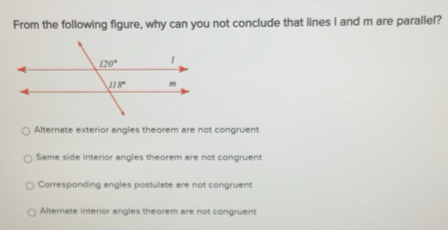 Solved: From the following figure, why can you not conclude that lines ...