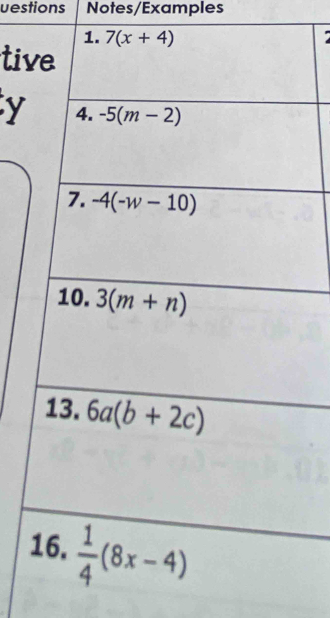 vestions Notes/Examples
tiv
y