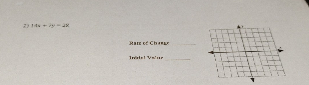 14x+7y=28
Rate of Change_ 
Initial Value_