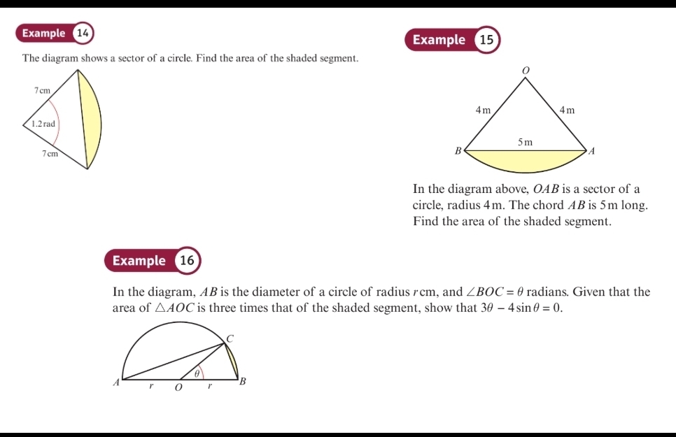 Solved: Example (14 Example (15 The diagram shows a sector of a circle ...