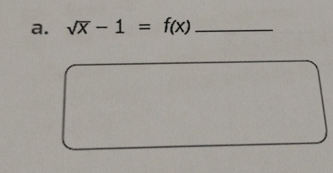 sqrt(x)-1=f(x) _