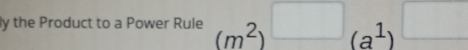 ly the Product to a Power Rule (m^2)(a^1)^□ 