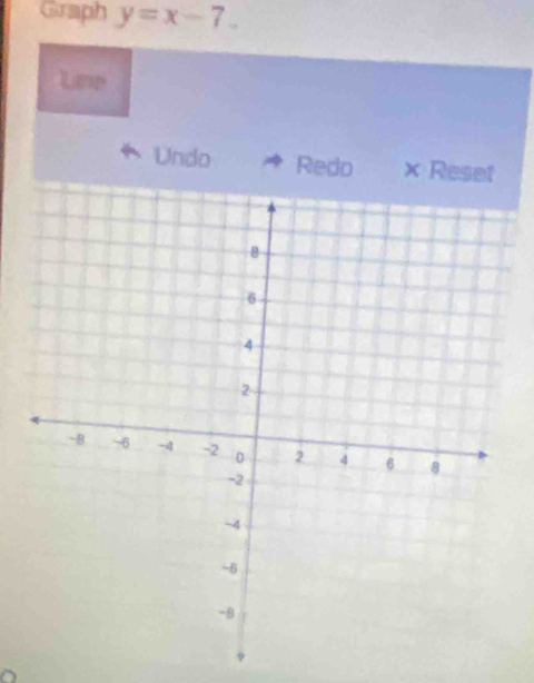 Graph y=x-7. 
Lnp 
Undo Redo ×