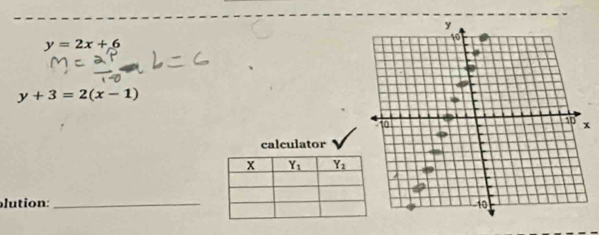 y=2x+6
y+3=2(x-1)
calculator
plution: