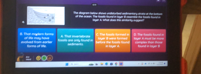Solved: The diagram below shows undisturbed sedimentary strata at the ...