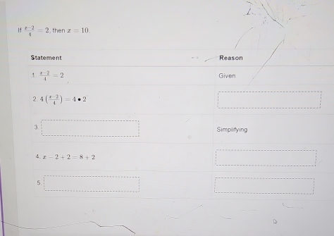 lf  (x-2)/4 =2 , then x=10.