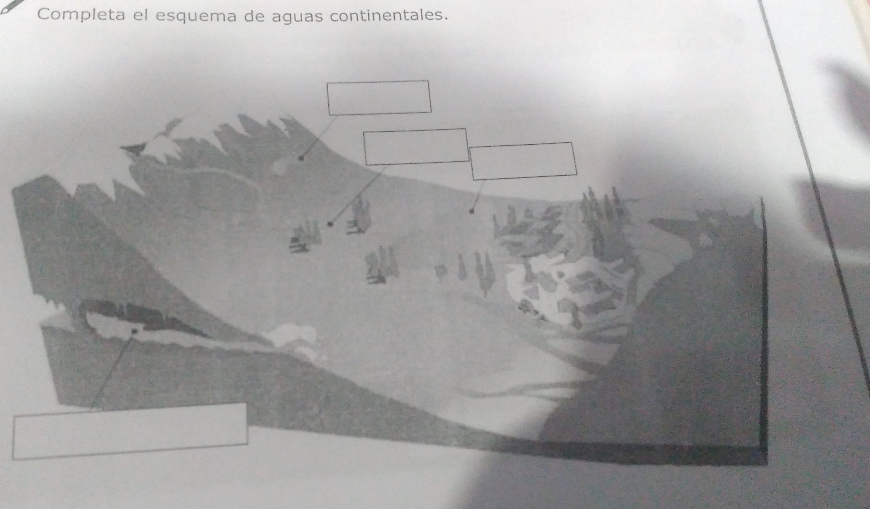 Completa el esquema de aguas continentales.