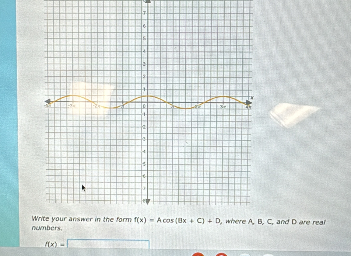 W, C, and D are real
numbers.
f(x)=□