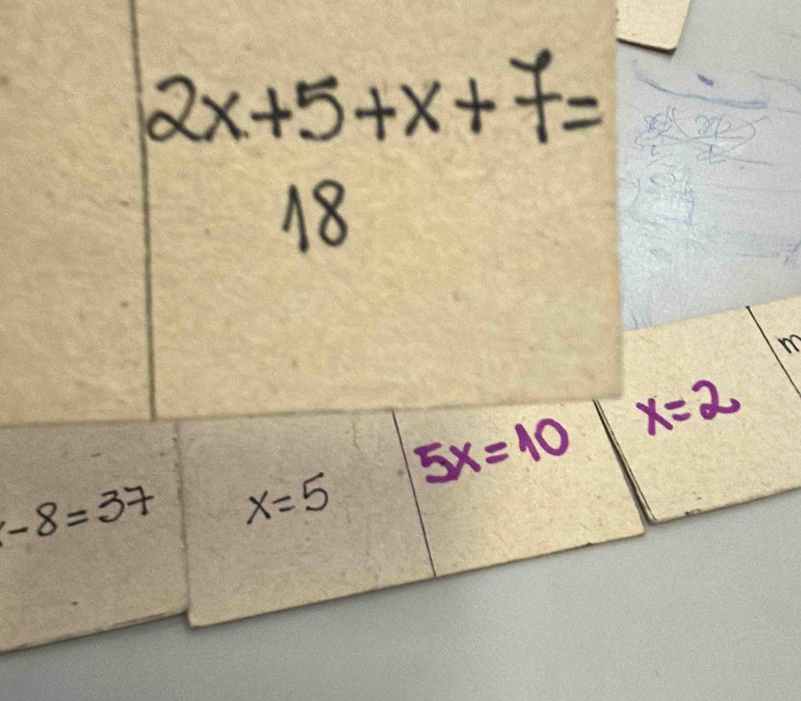 2x+5+x+7=
18
5x=10 x=2
-8=37
x=5