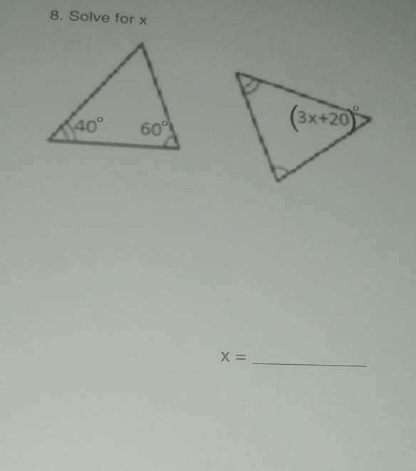 Solve for x
_ X=