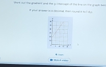 Wark out the gradient and the a intercept of the line on the graph belc 
r your an swer is a decimal, then round it to I d p.
θ T-