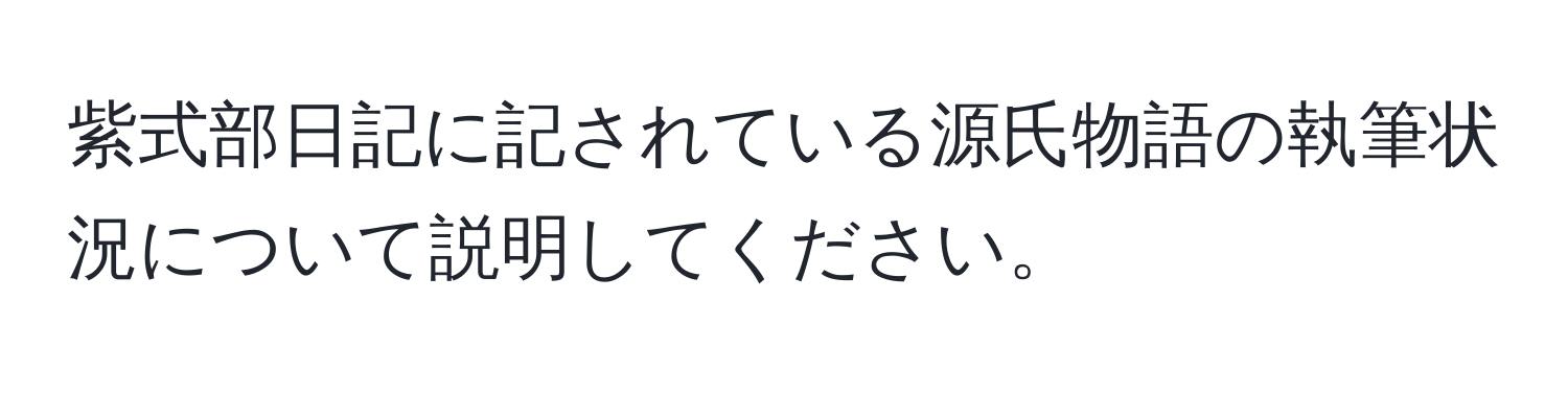 紫式部日記に記されている源氏物語の執筆状況について説明してください。