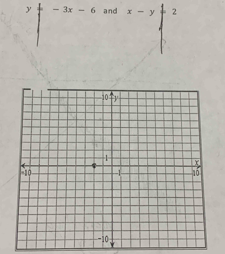 y=-3x-6 and x-y=2