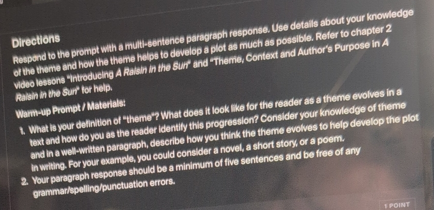 Solved: Respond to the prompt with a multi-sentence paragraph response ...