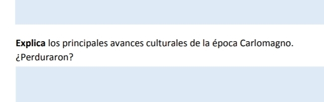 Explica los principales avances culturales de la época Carlomagno. 
¿Perduraron?