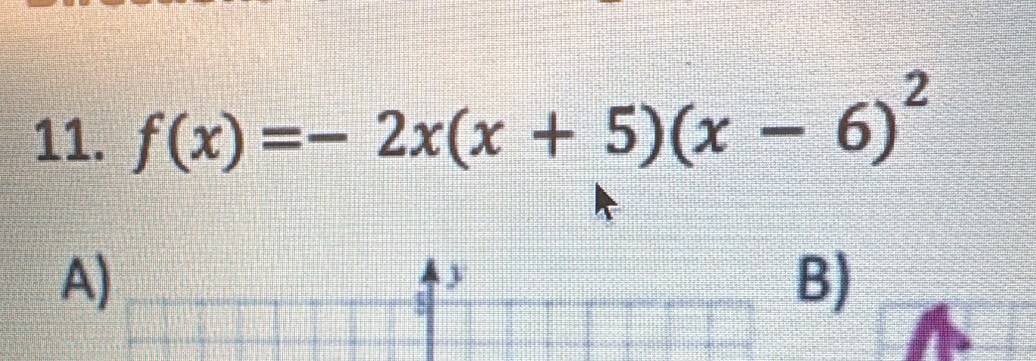 f(x)=-2x(x+5)(x-6)^2
A)
y
5 
BJ