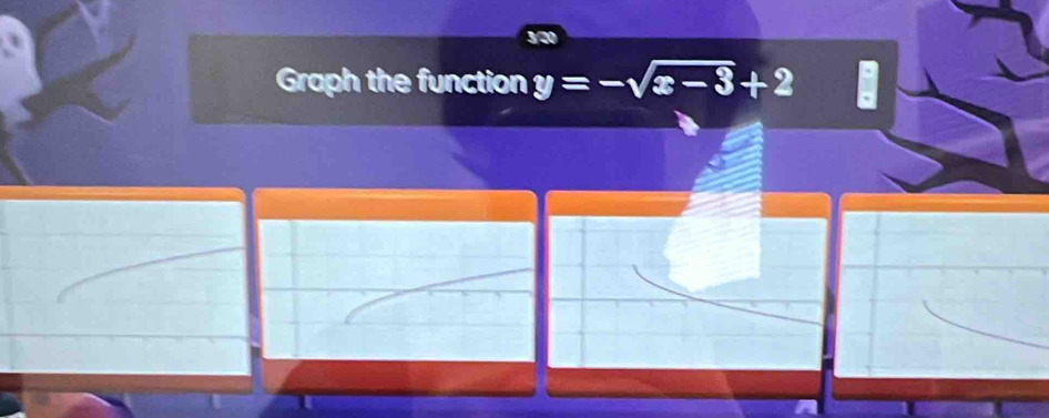 Graph the function y=-sqrt(x-3)+2