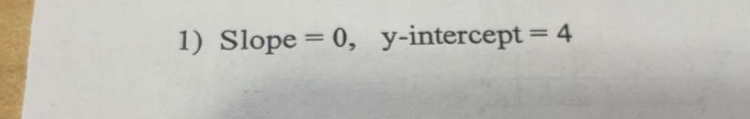 Slope =0 , y-intercept =4