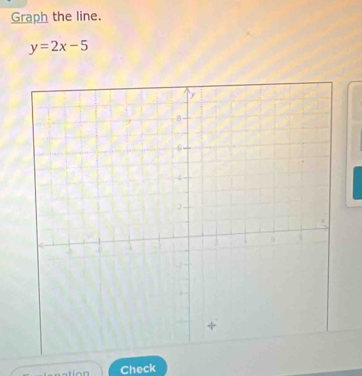 Graph the line.
y=2x-5
Check