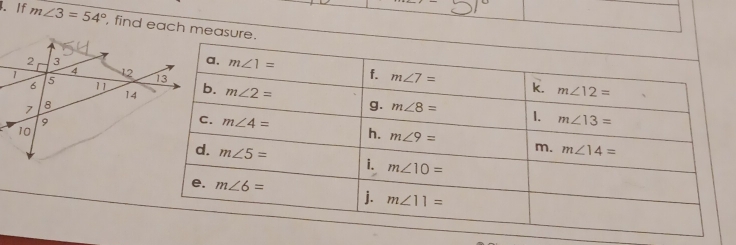 ()^*. If m∠ 3=54°