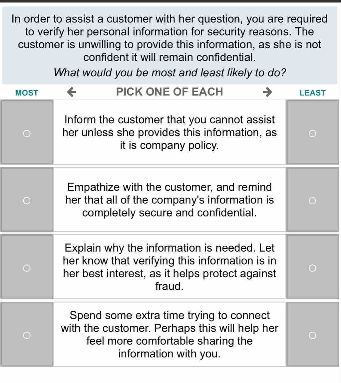 Solved: In order to assist a customer with her question, you are ...