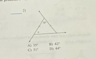 A) 55° B)
C) 51° D) 44°